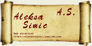 Aleksa Simić vizit kartica